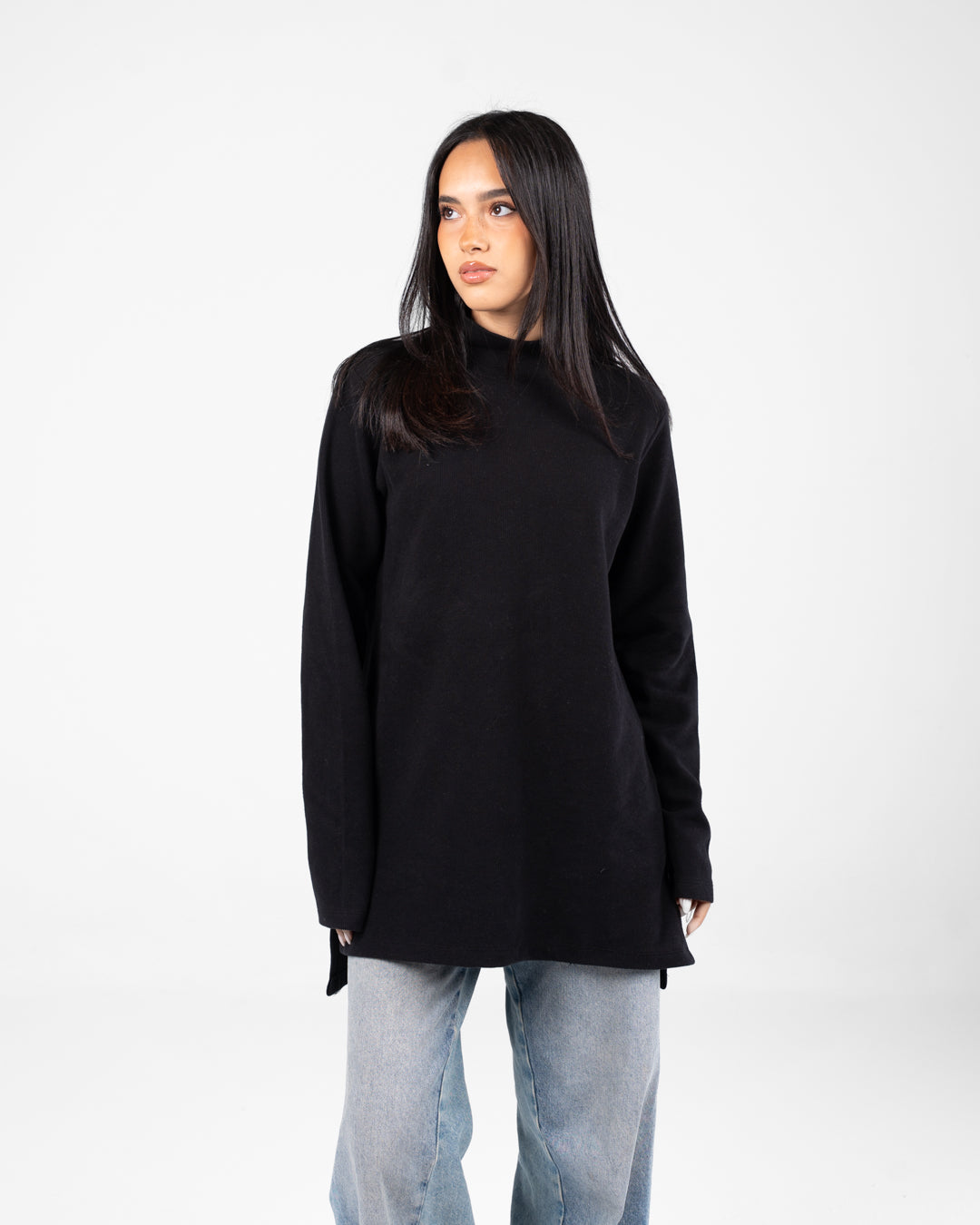 سترة نسائية من الكشمير برقبة عالية