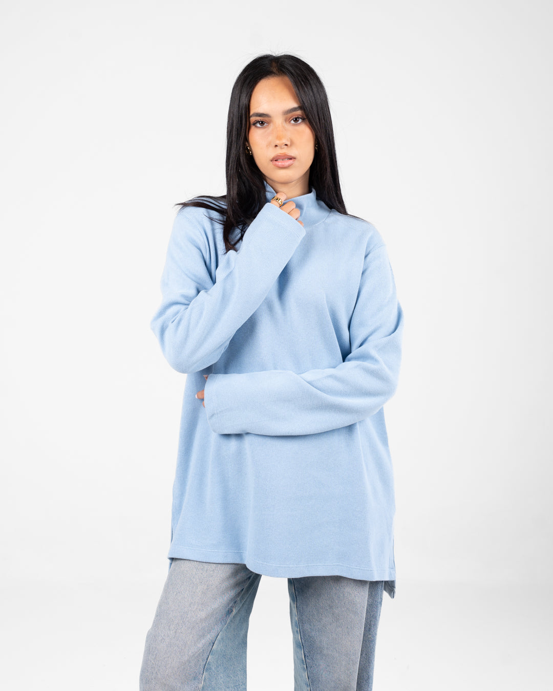 سترة نسائية من الكشمير برقبة عالية