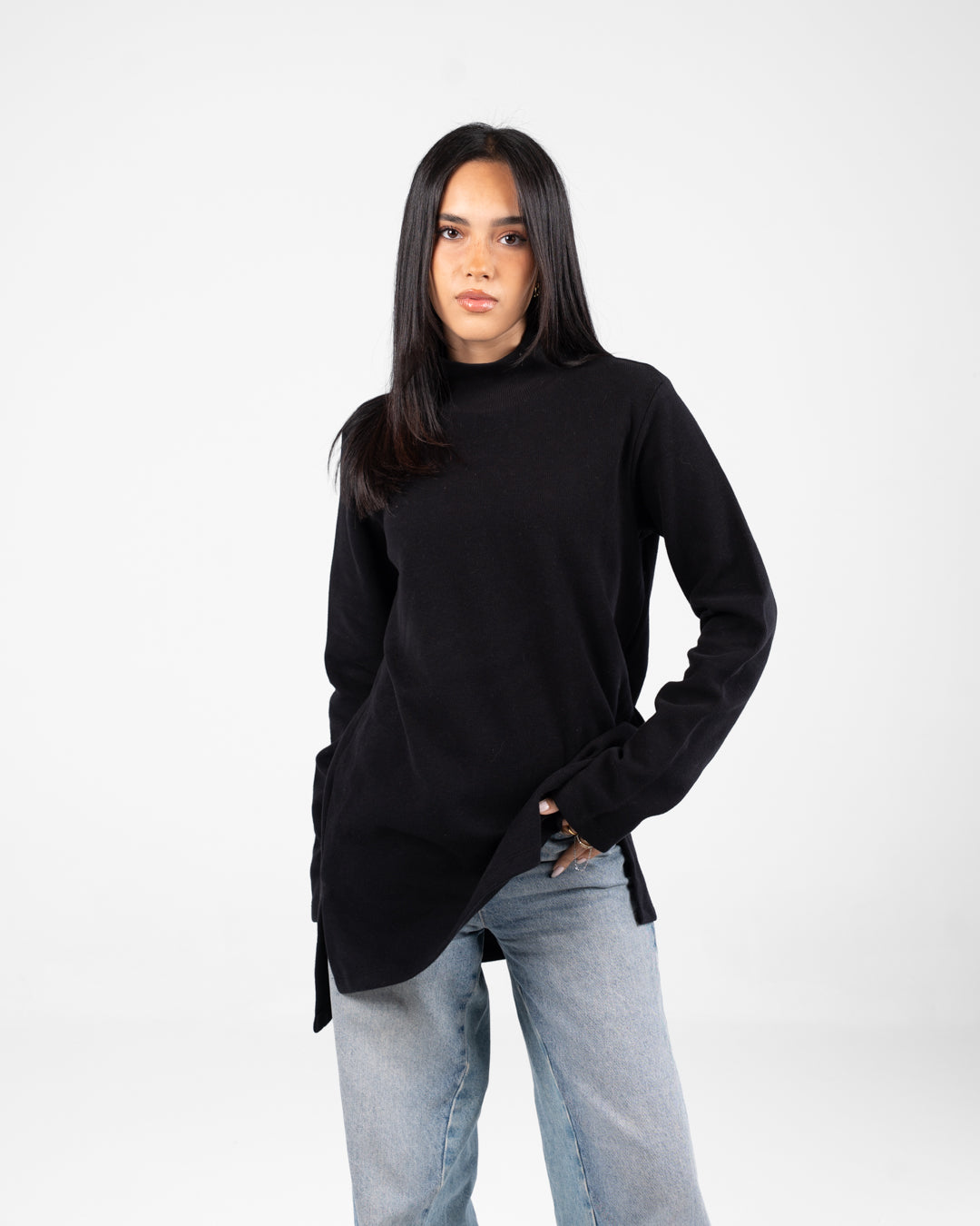 سترة نسائية من الكشمير برقبة عالية