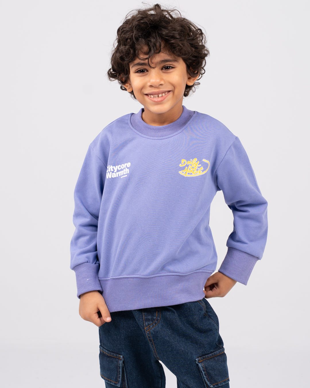 سويت شيرت مطبوع للأولاد برقبة دائرية