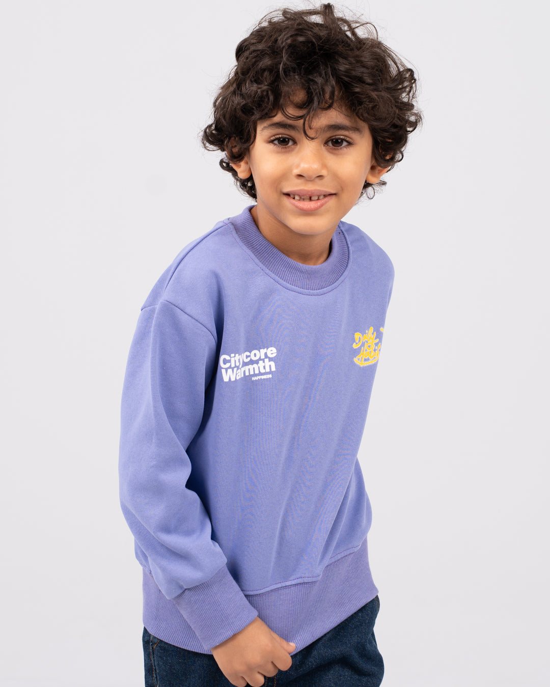 سويت شيرت مطبوع للأولاد برقبة دائرية