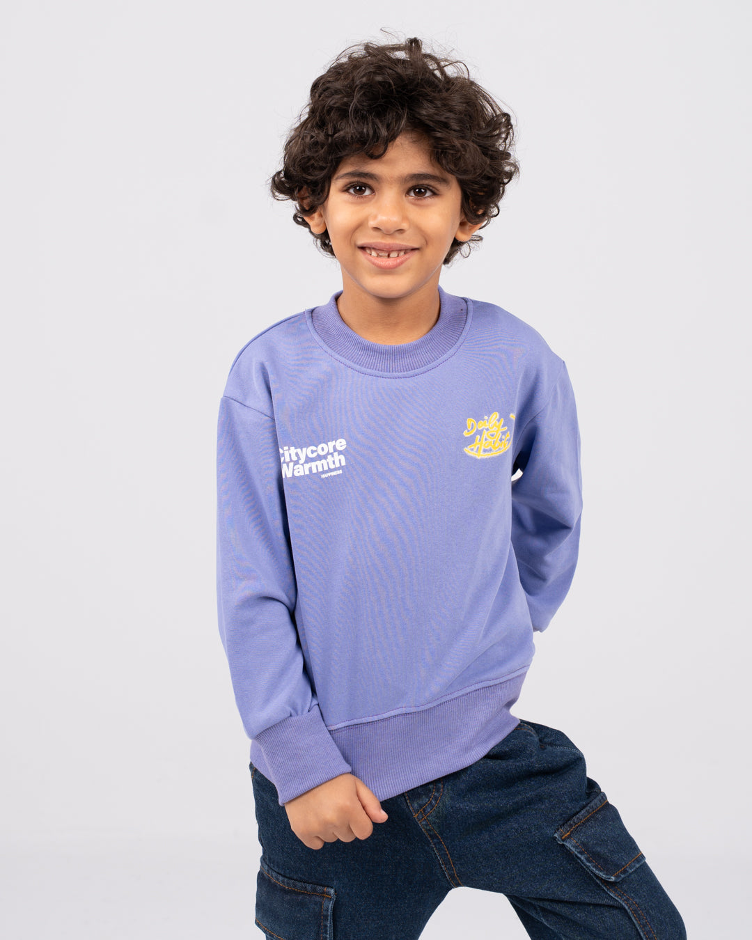 سويت شيرت مطبوع للأولاد برقبة دائرية