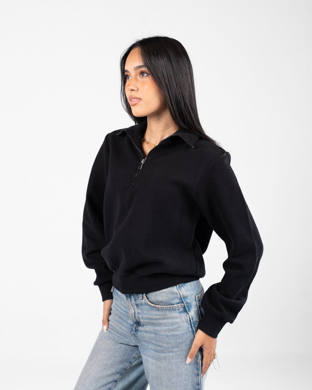 سويت شيرت نسائي بسحاب ربع