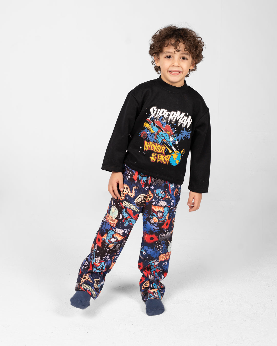 بيجامات أولاد بياقة دائرية