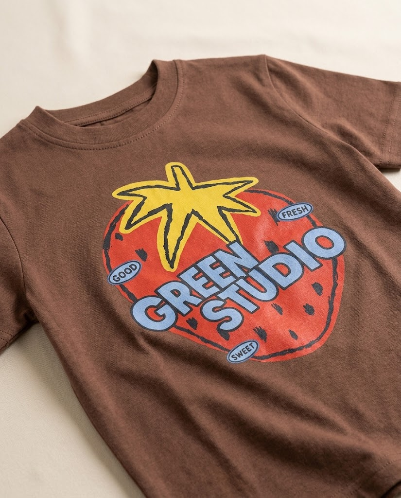 Girls Printed Green Studio Half Sleeves T-shirt