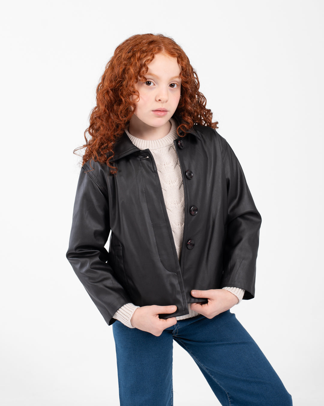 Girls Leather Sweater