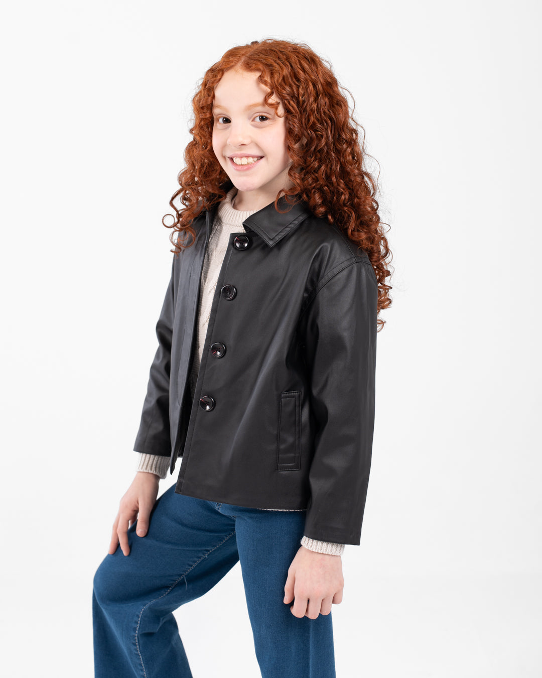 Girls Leather Sweater