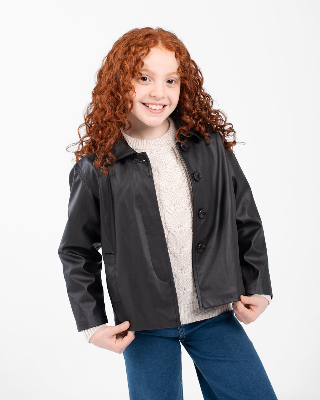 Girls Leather Sweater