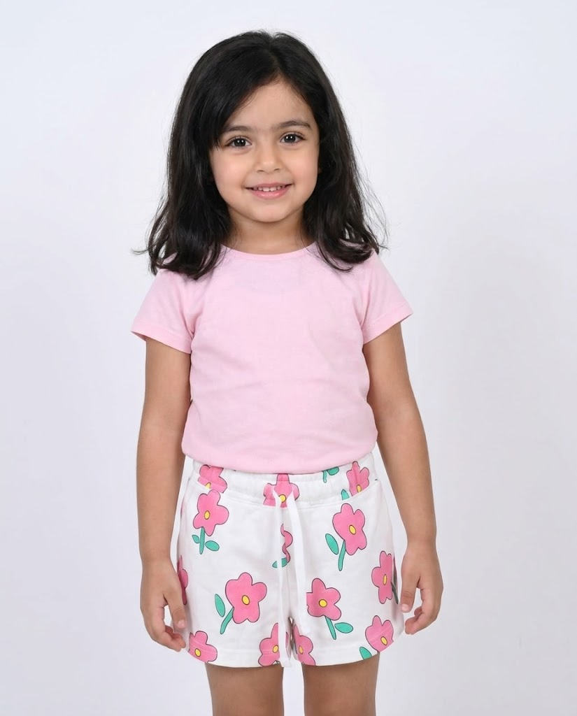 Girls Printed Flowers Short