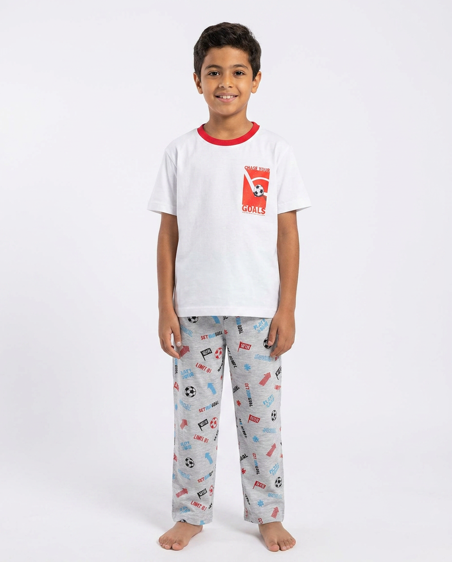 Boys Printed Half Sleeves Pyjama W/Pants