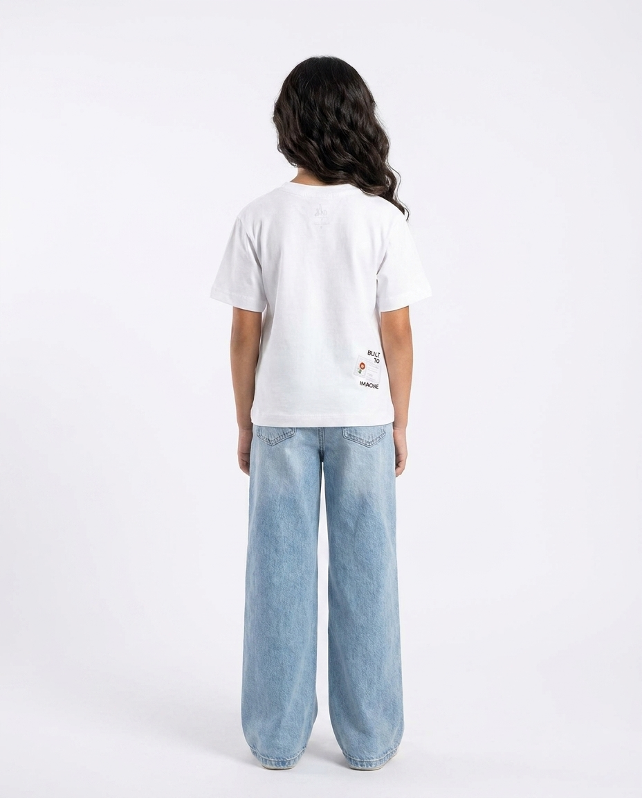 Girls Printed Color Half Sleeves T-shirt