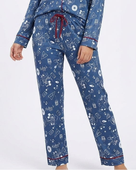 Women Printed Long Sleeves Pyjama W/Buttons