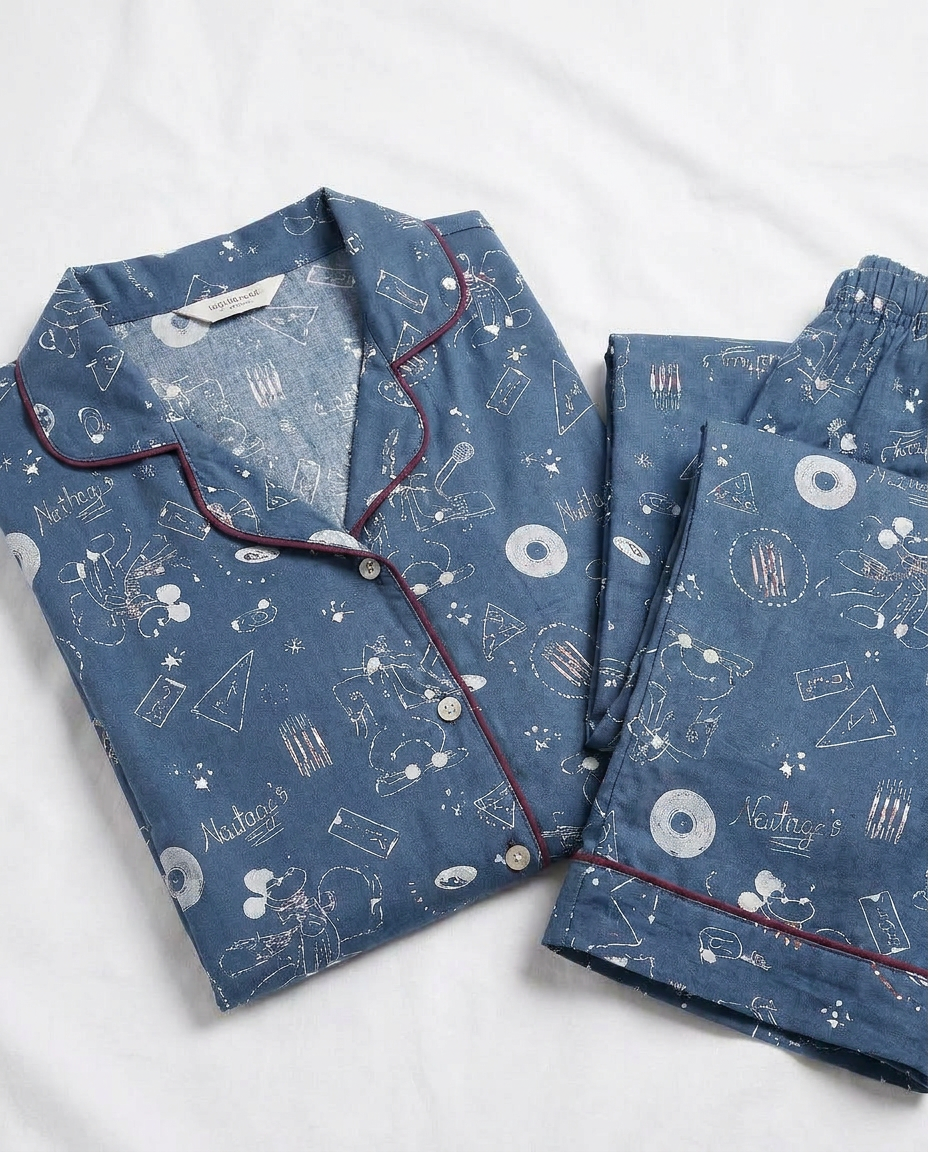 Women Printed Long Sleeves Pyjama W/Buttons