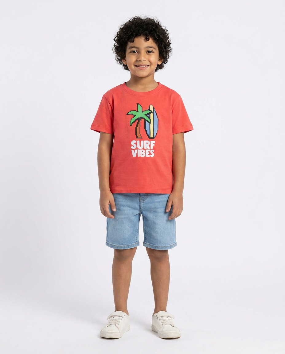 Boys Printed Surf Vibes Half Sleeves T-shirt