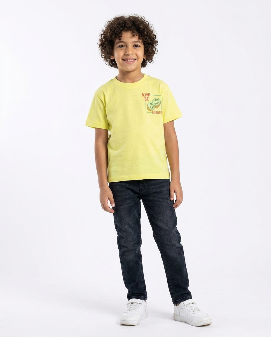 Boys Printed Kiwi Half Sleeves T-shirt
