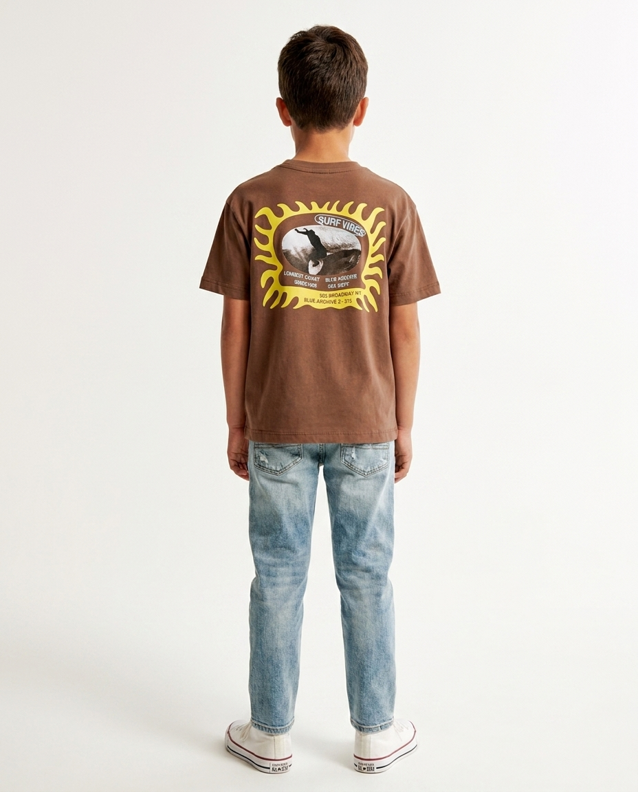 Boys Printed Surf Vibs Half Sleeves T-shirt