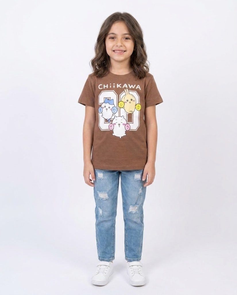 Girls Printed Chiikawa Half Sleeves T-shirt