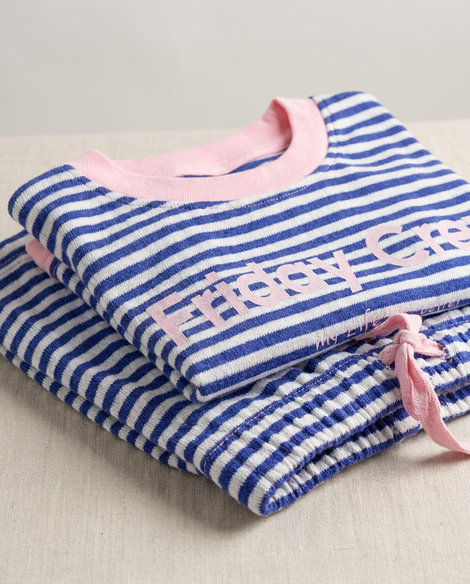 Girls Stripped Half Sleeves Pyjama W/short