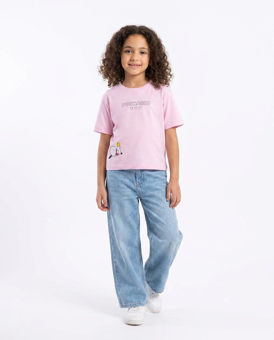 Girls Printed Half Sleeves T-shirt