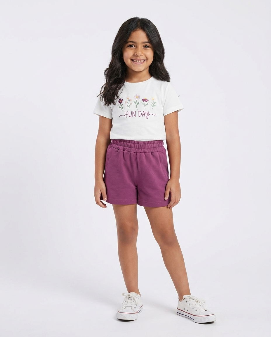 Girls Plain Summer Melton Short