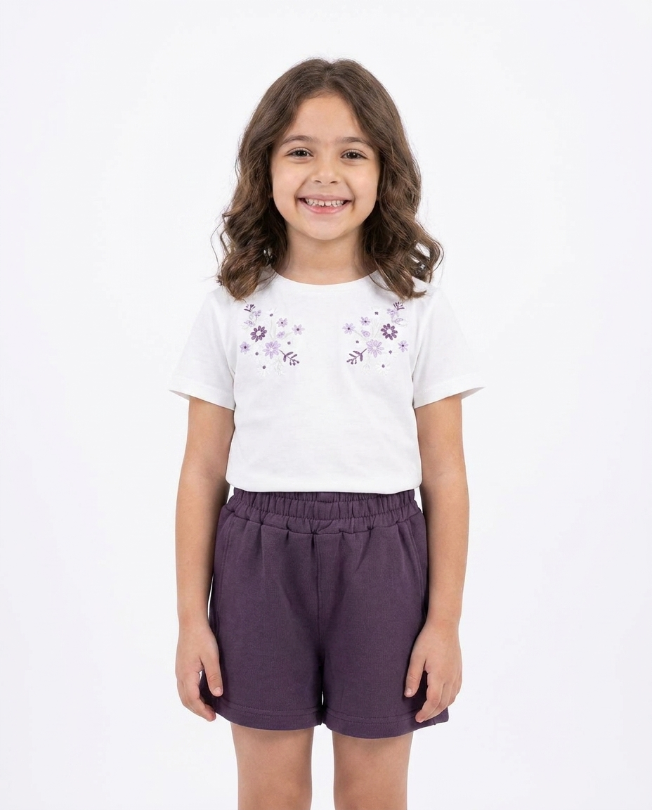 Girls Plain Summer Melton Short