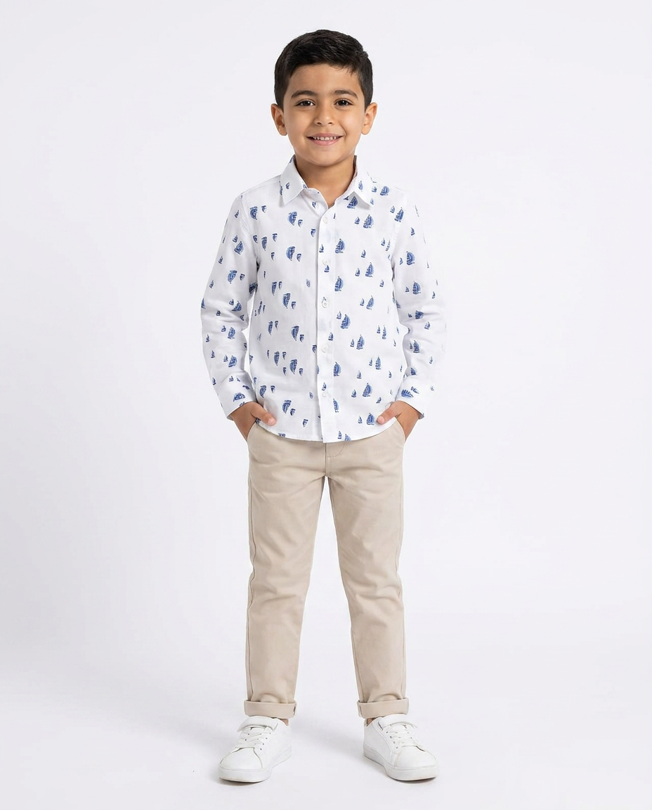 Boys Printed Long Sleeves Casual Shirt
