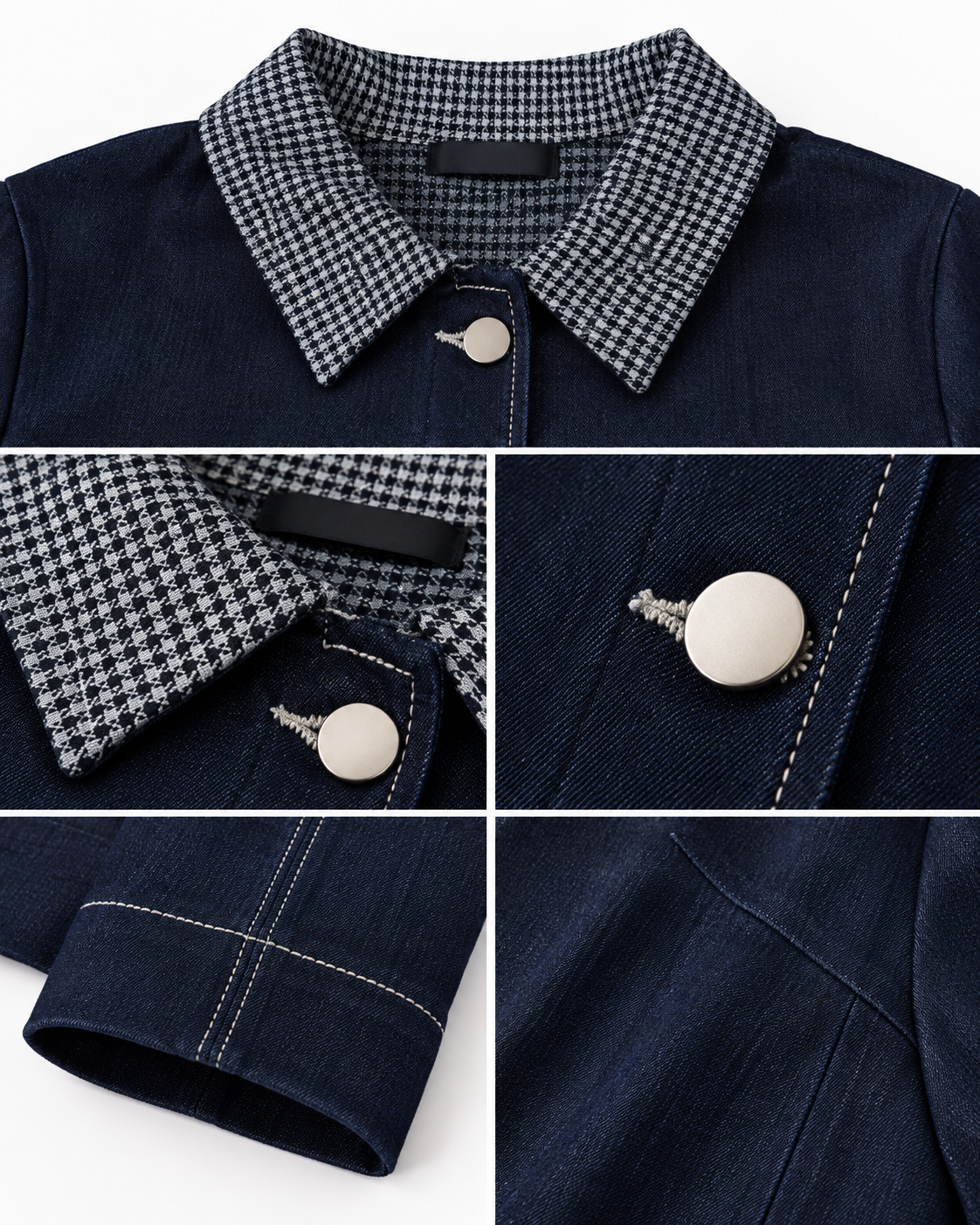 Women Plain Jeans Jacket W/Buttons