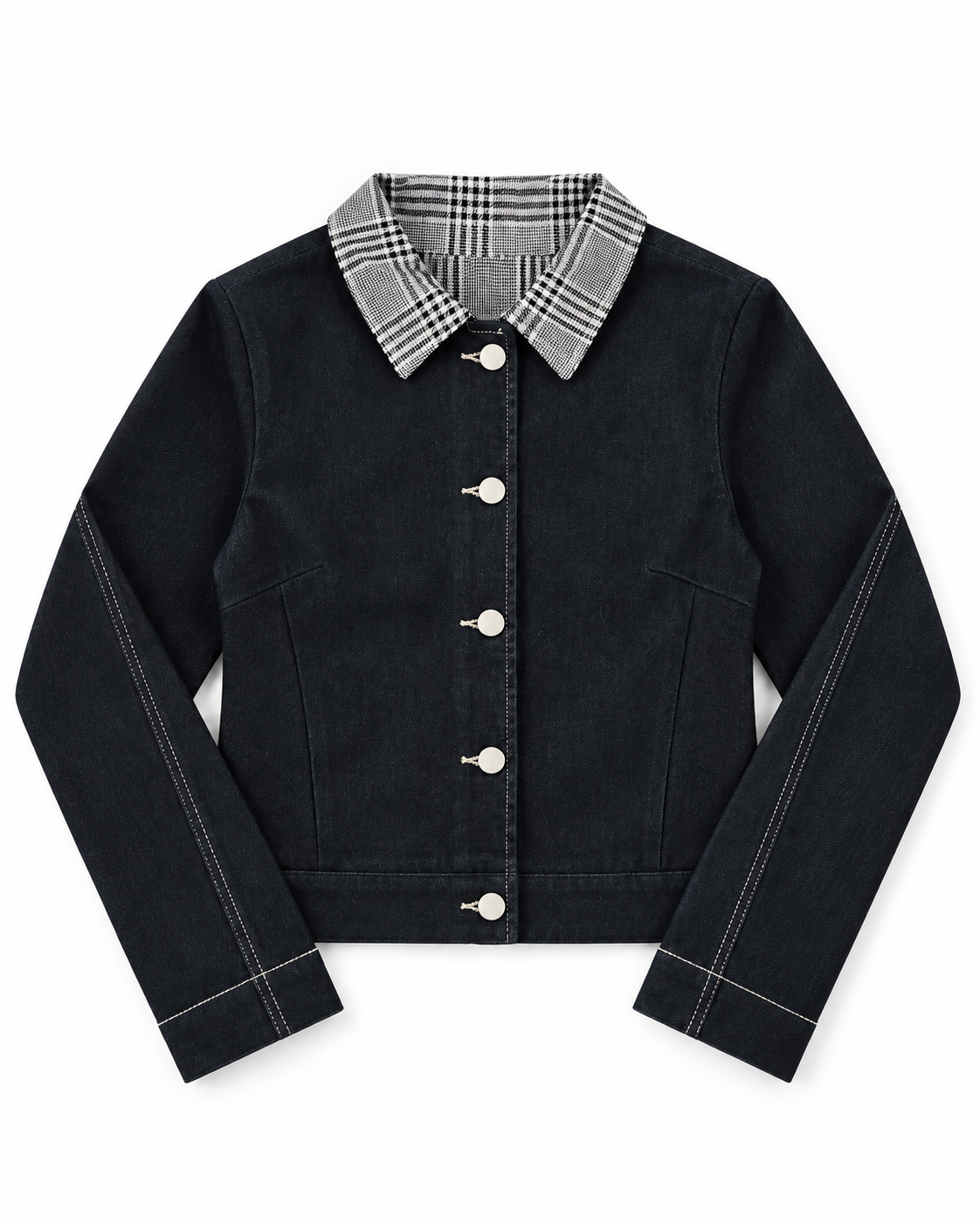 Women Plain Jeans Jacket W/Buttons