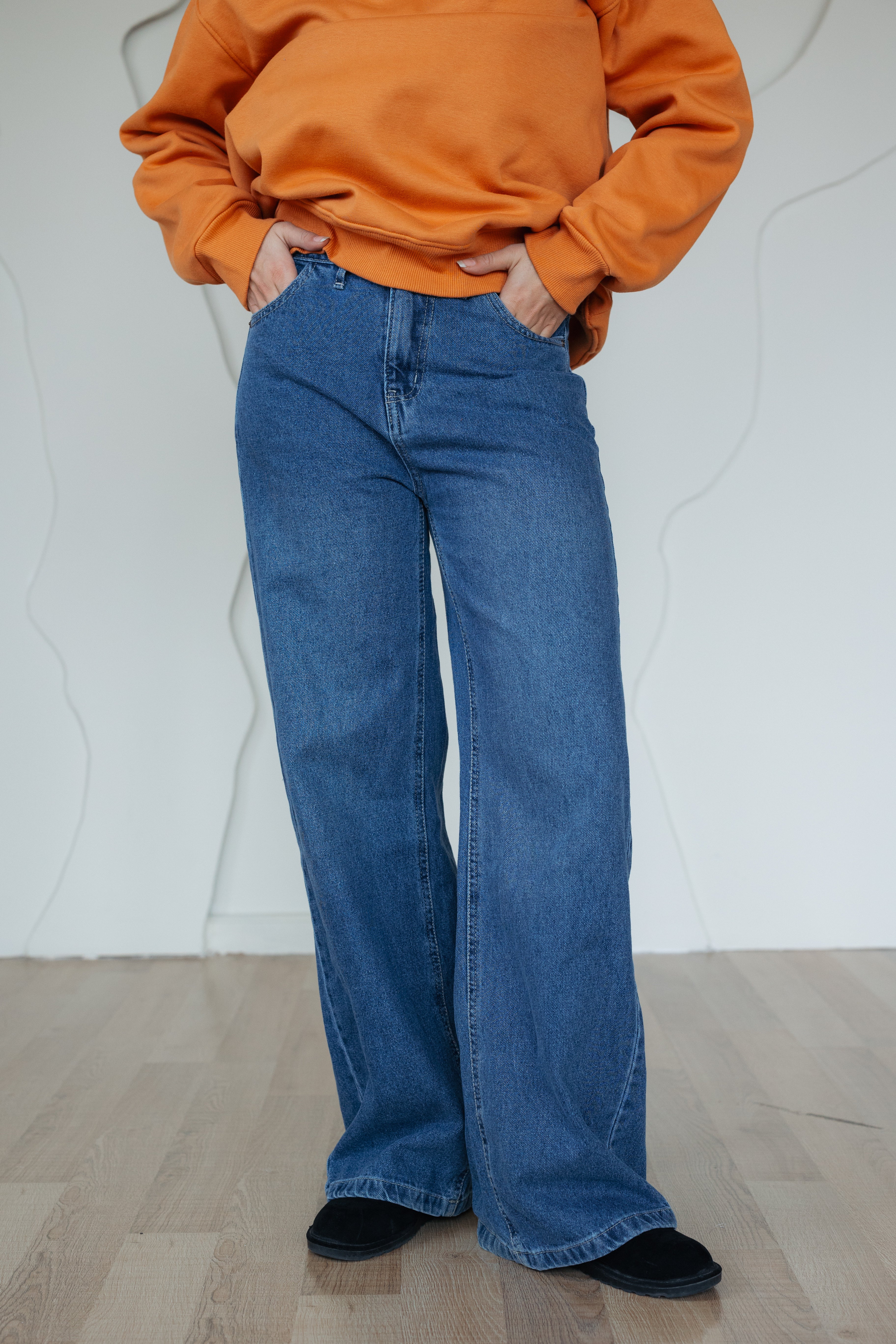 بنطلون جينز نسائي واسع