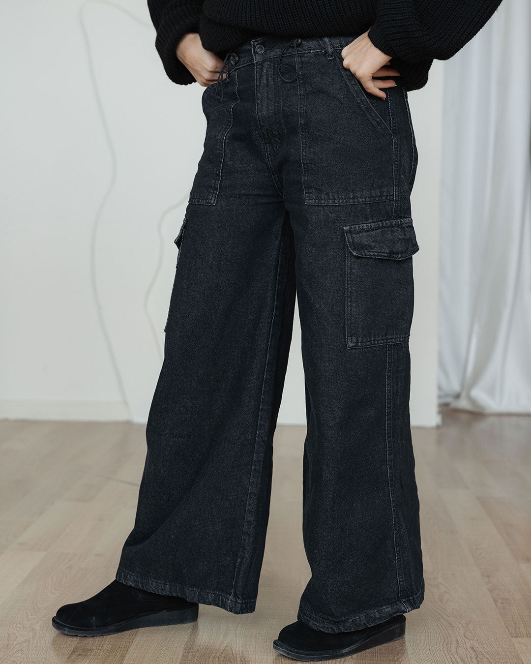 بنطلون جينز نسائي واسع الساق