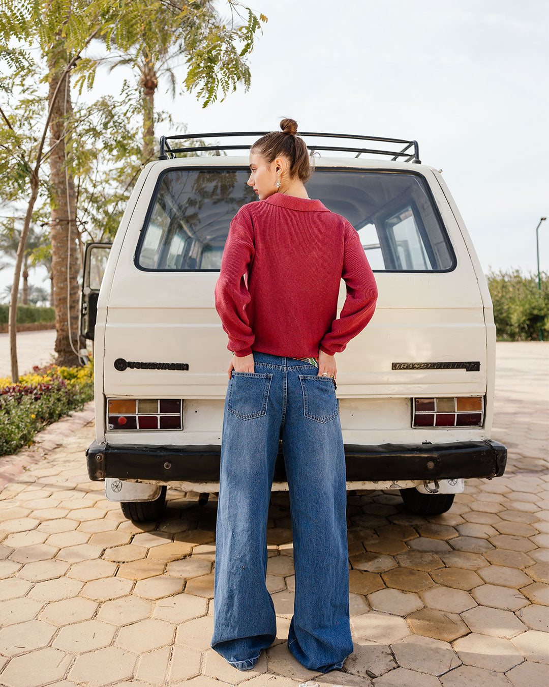 بنطلون جينز نسائي واسع