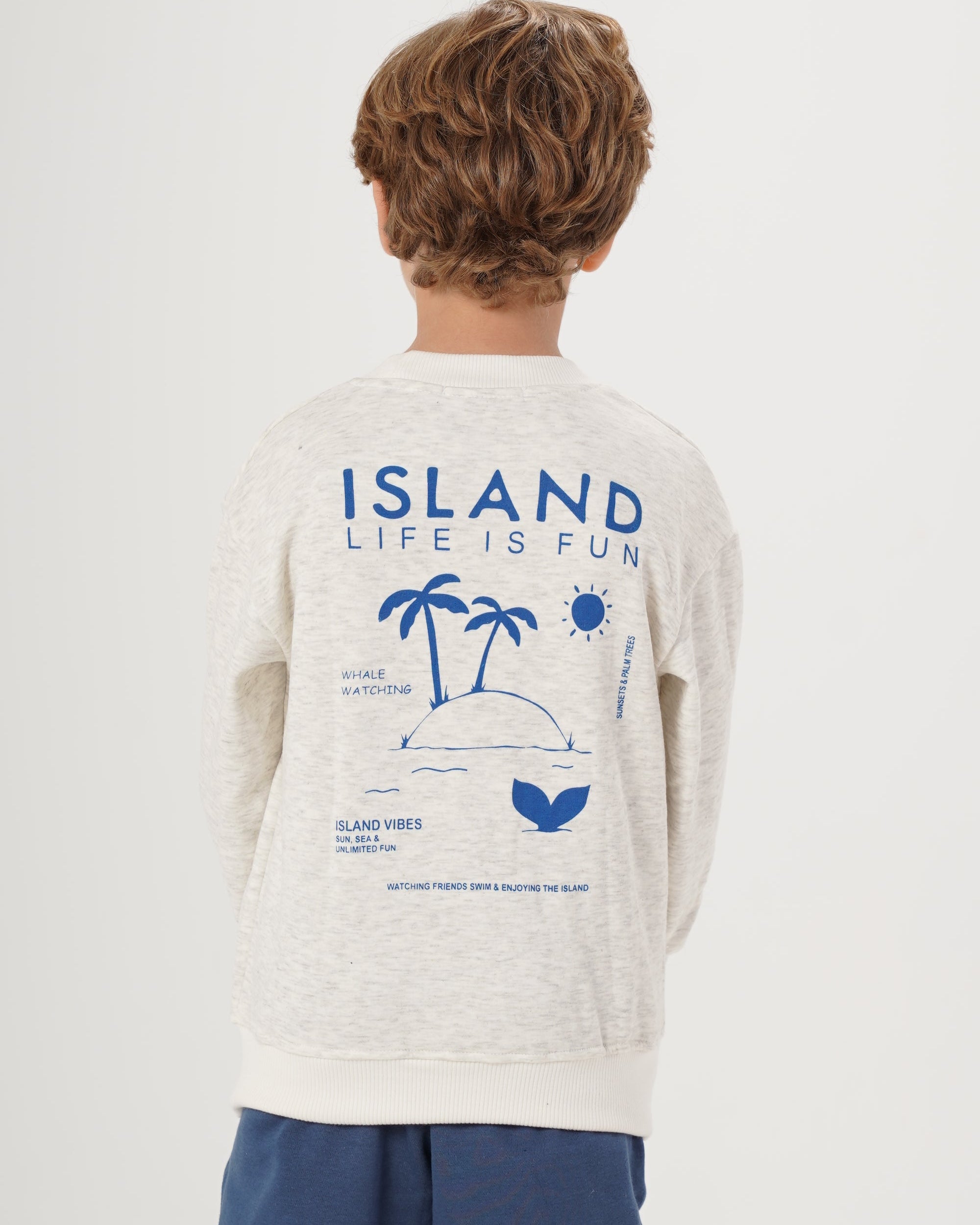 سويت شيرت أولاد مطبوع بياقة دائرية