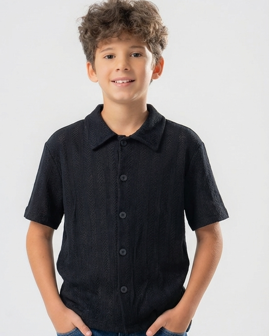 Boys Jaqured Half Sleeves Shirt