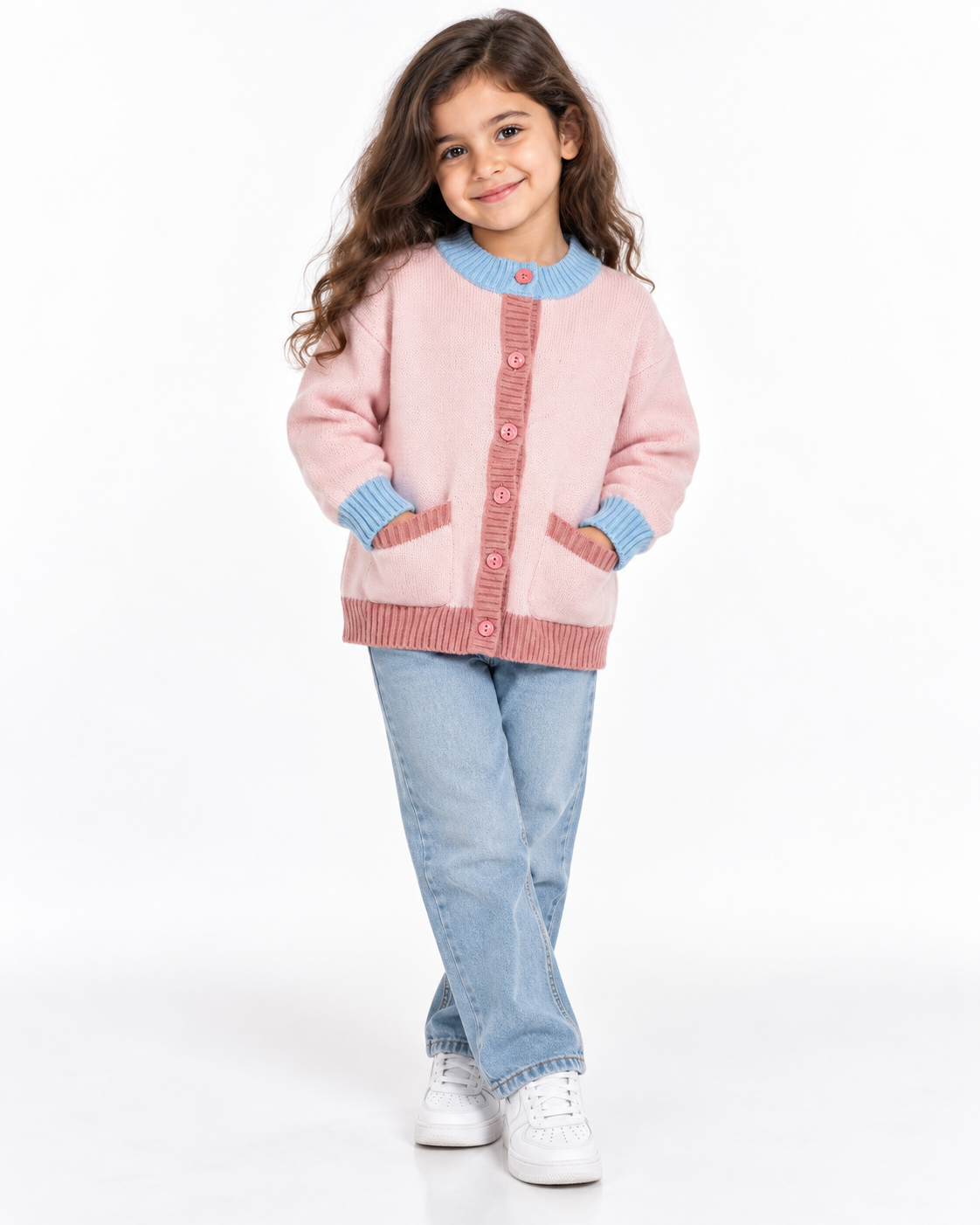 Girls Buttons Pullover W/2 Pockets