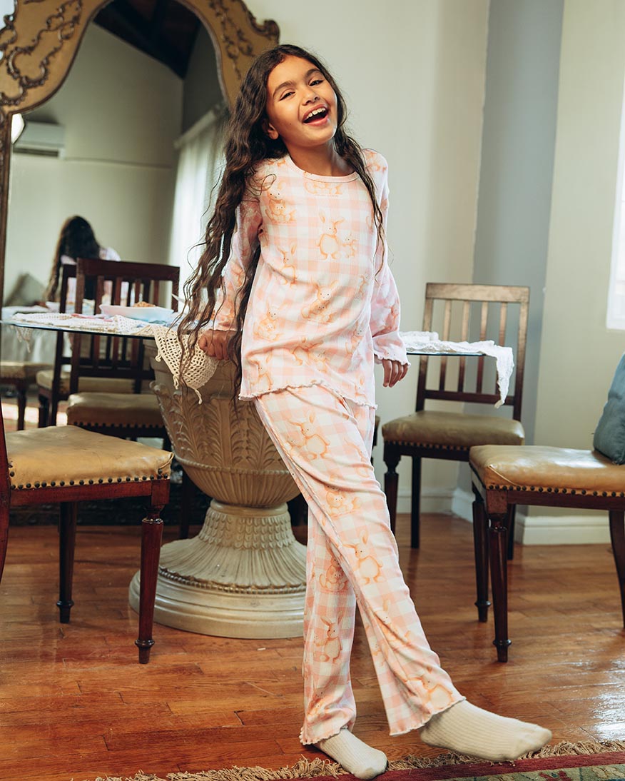 بيجامة بناتي برقبة دائرية