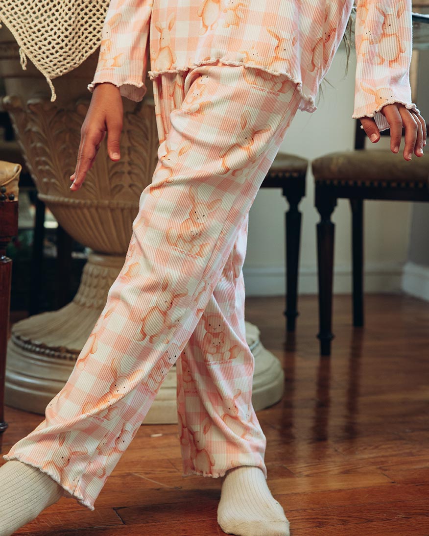 بيجامة بناتي برقبة دائرية