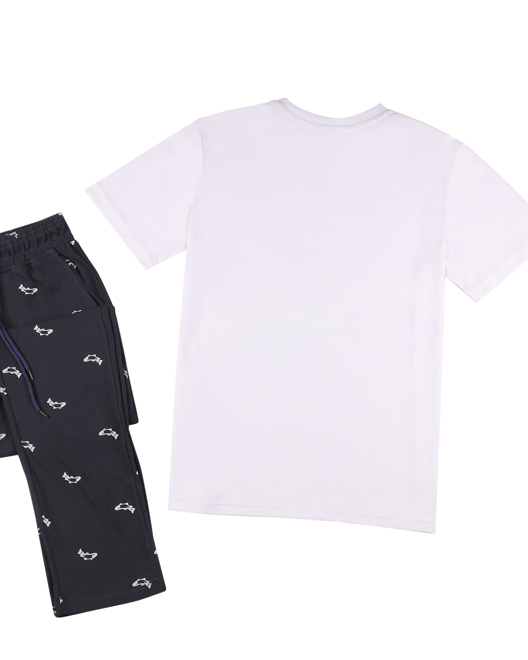 بيجامة رجالية بأكمام قصيرة مع بنطلون