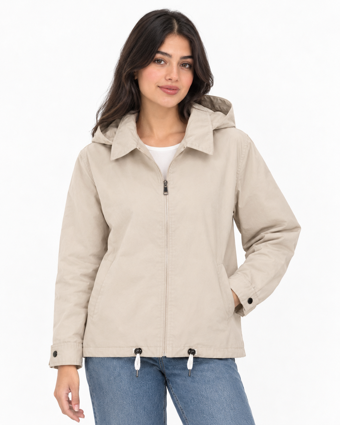 Women Hodded Gabardine Jacket