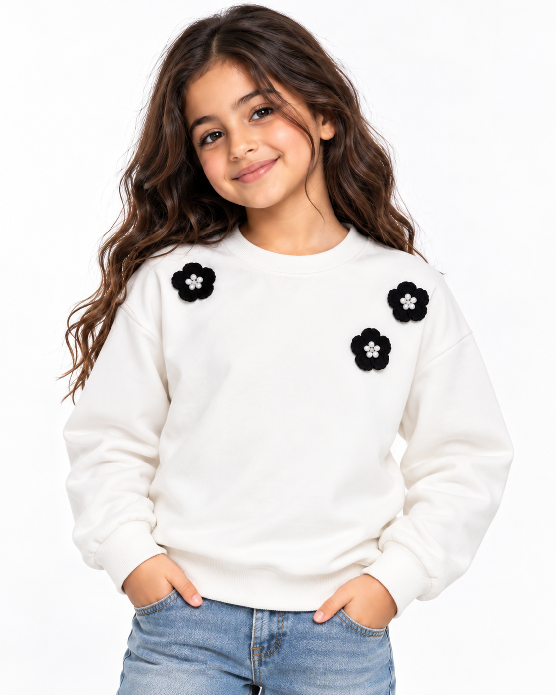 Girls Sweatshirt W/Round Neck