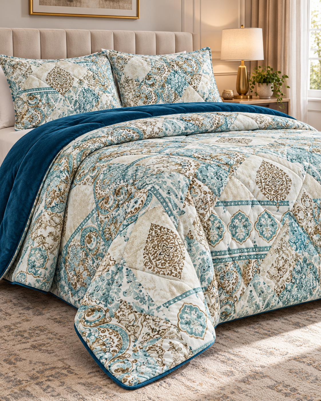 Quilt Double Face Set W/2 Pillow Case