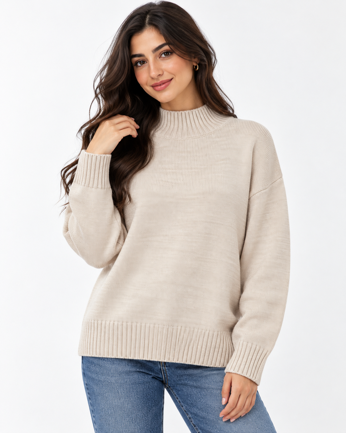 Women Plain Half Neck Pullover