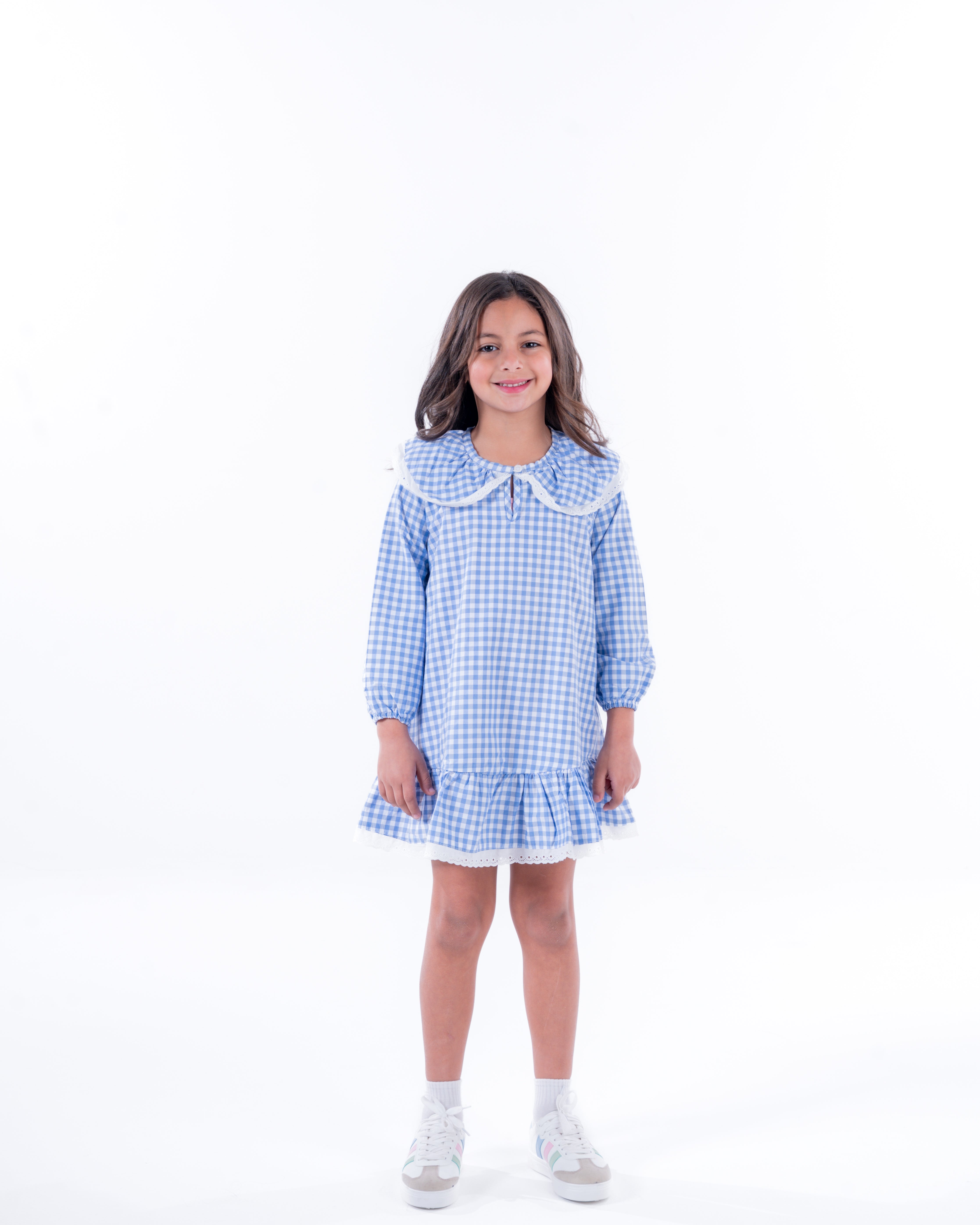 Girls Plaid Long Sleeves Dress