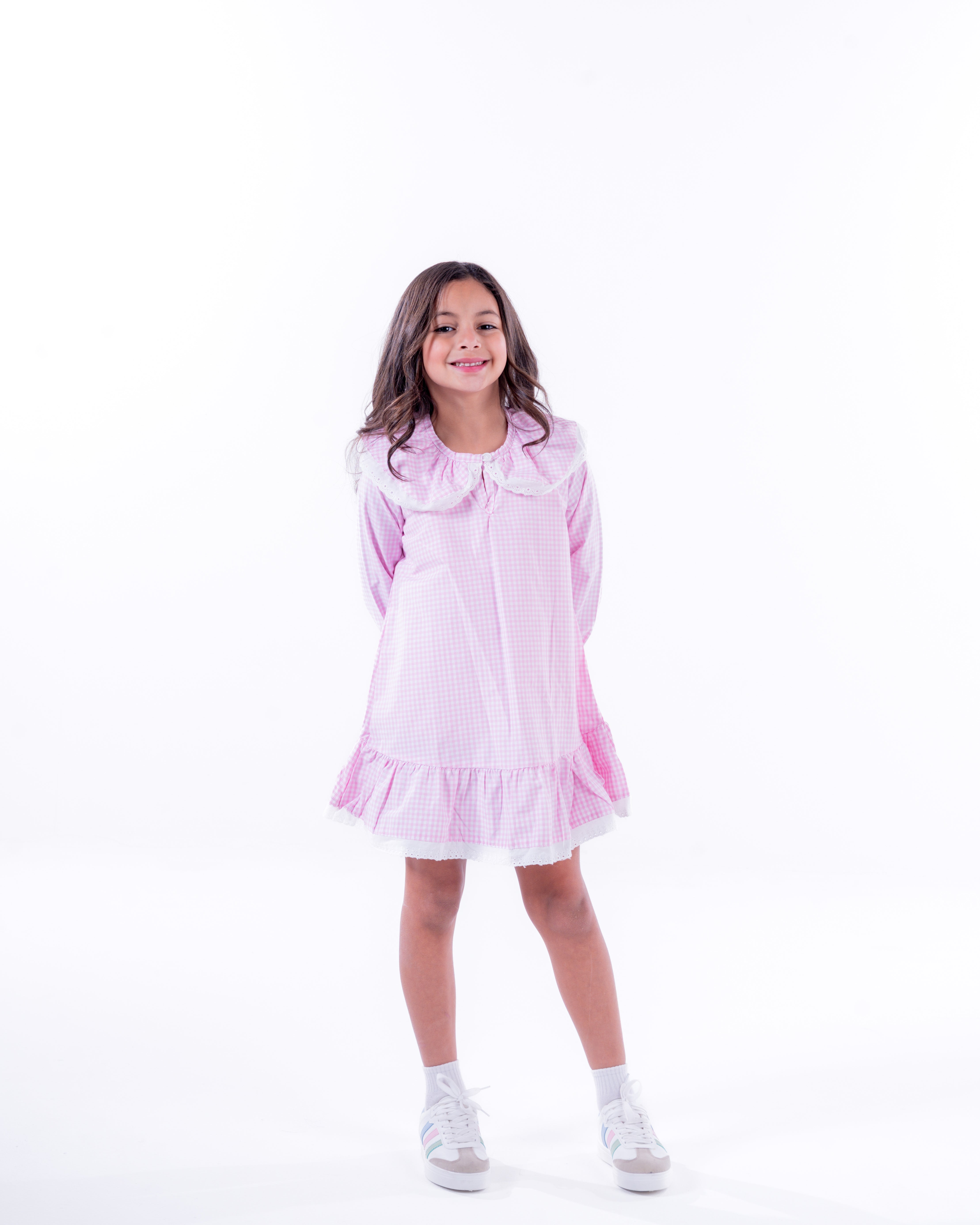 Girls Plaid Long Sleeves Dress