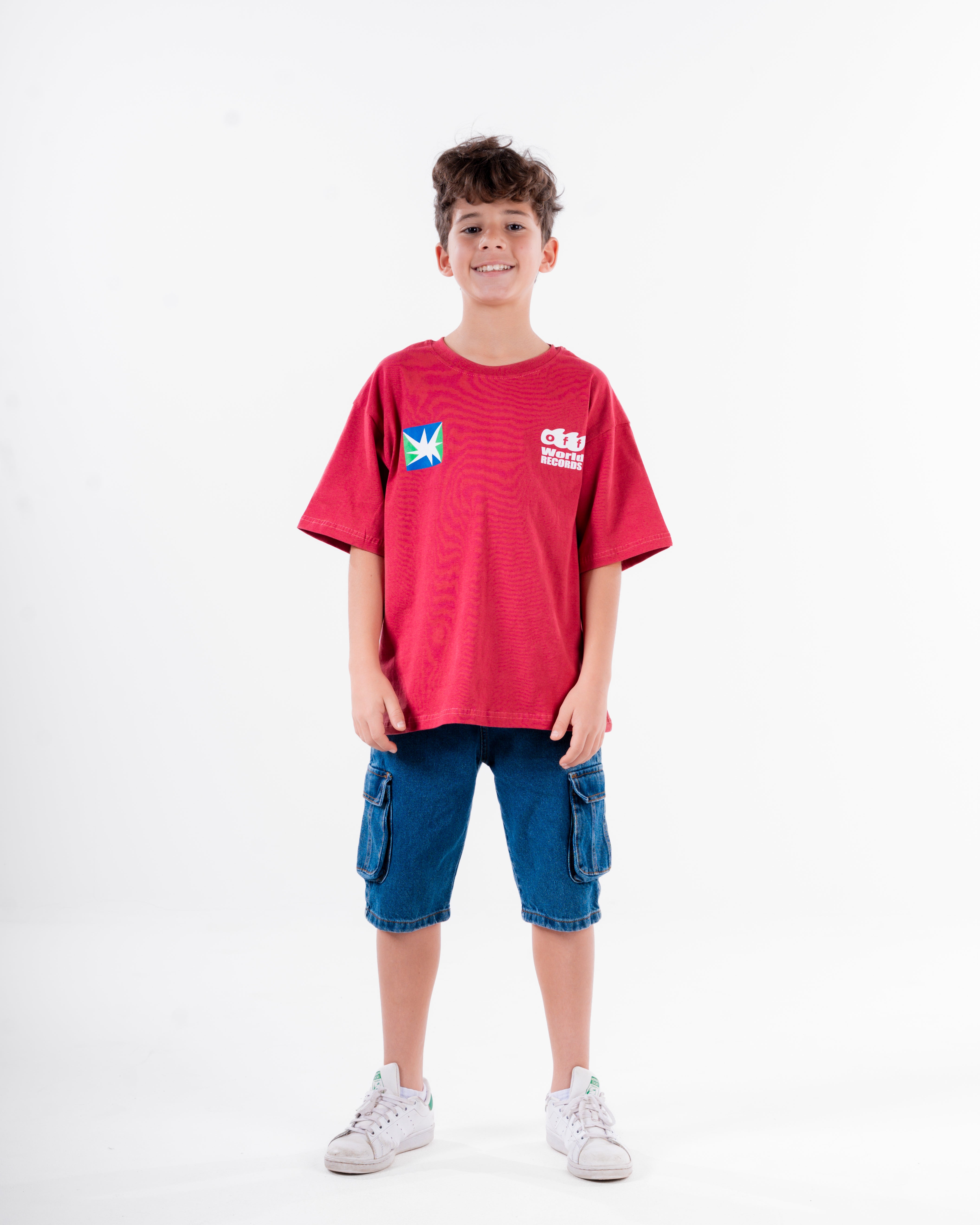 Boys Printed Off World Records T-Shirt Oversize