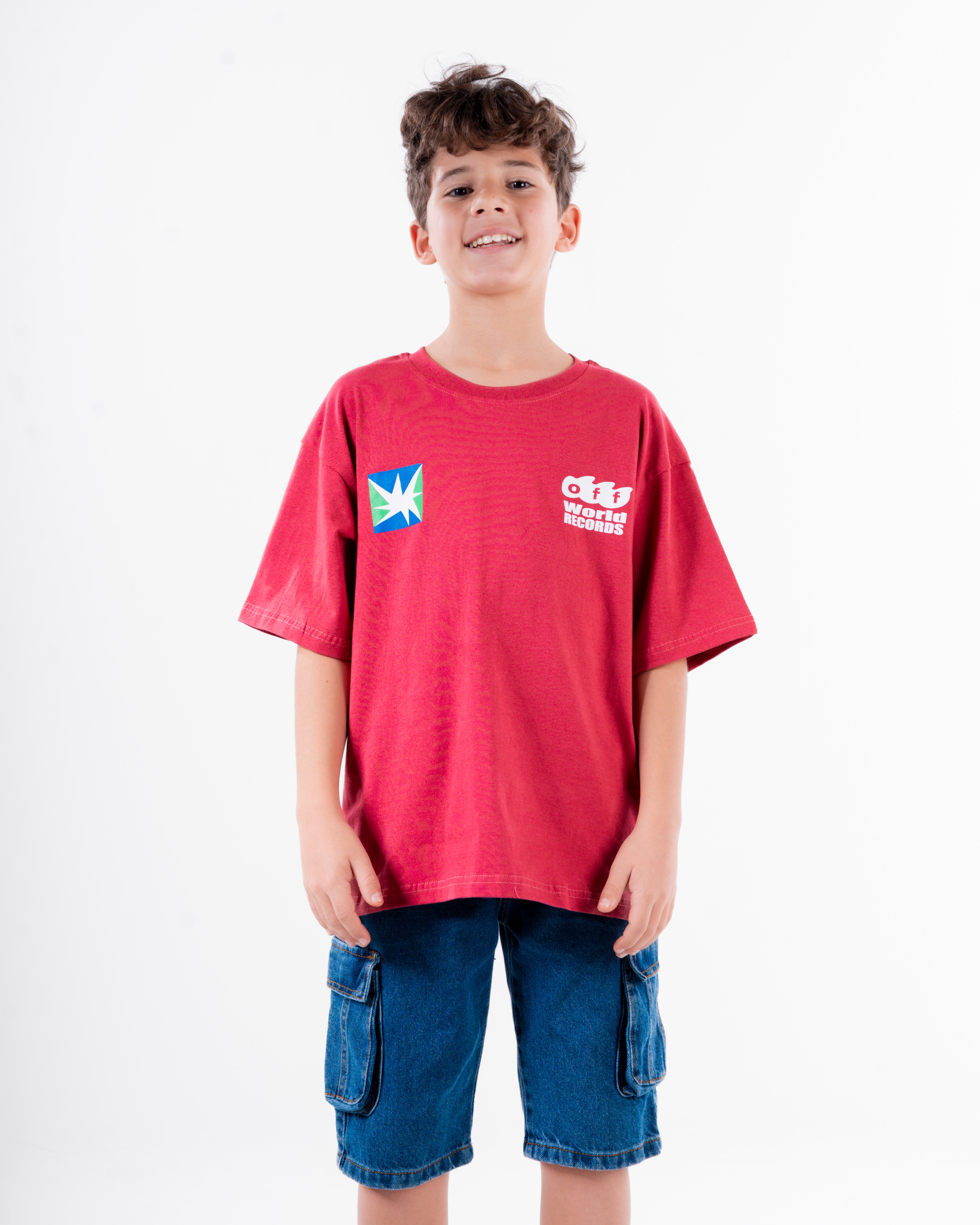 Boys Printed Off World Records T-Shirt Oversize