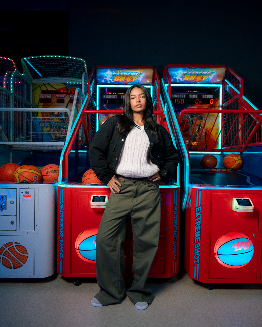 بنطلون جبردين نسائي واسع الساق