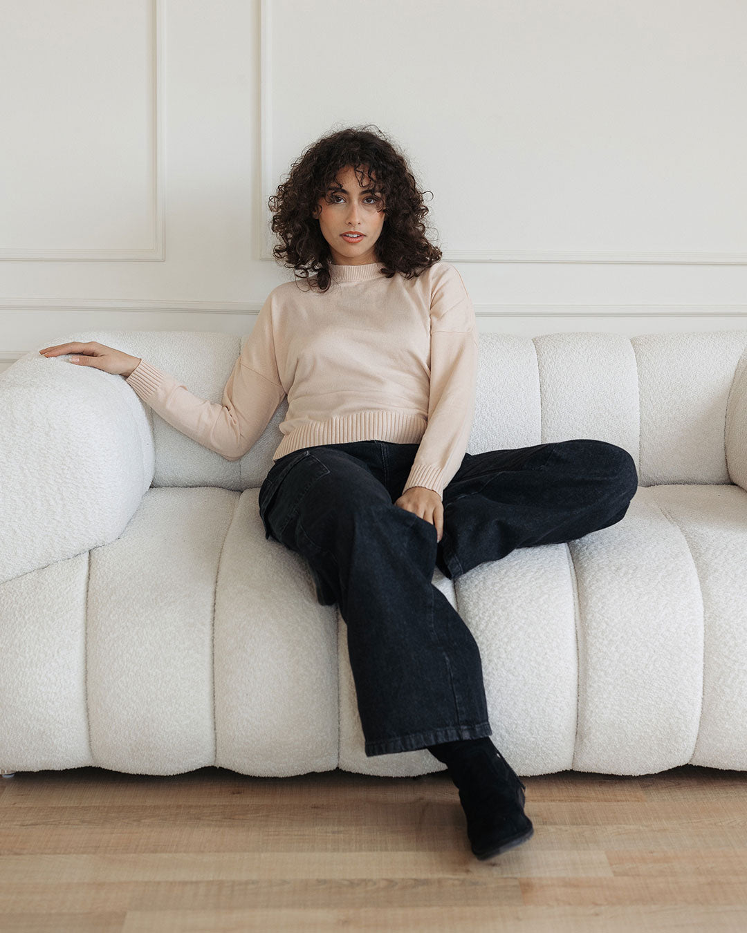 بنطلون جبردين نسائي واسع الساق