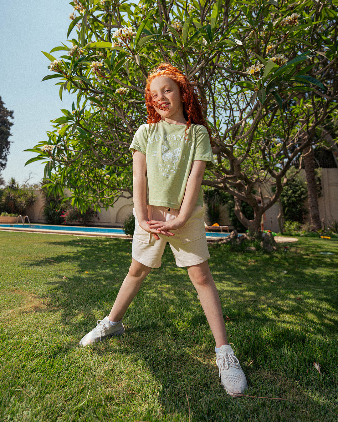 Cropped Girls T-Shirt Red Canyon Printed