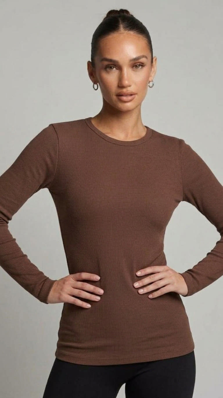 Women Plain Long Sleeves Basic T-shirt