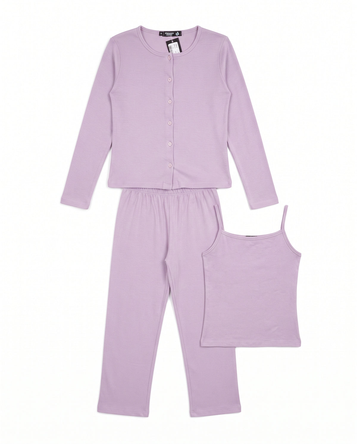 Women Plain Long Sleevels Pyjama 3Pics